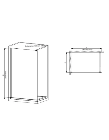 Душова перегородка Mixxus Premium FLAT SP01-80x200-TR Chrome Walk-In MI6849, 80x200 см