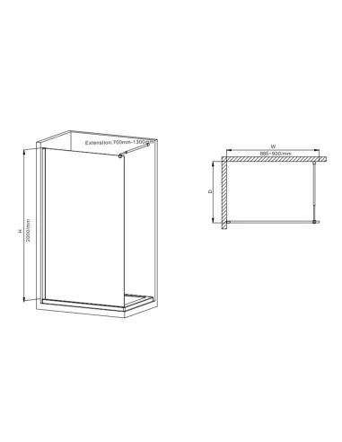 Душова перегородка Mixxus Premium FLAT SP01-90x200-TR Chrome Walk-In MI6850, 90x200 см