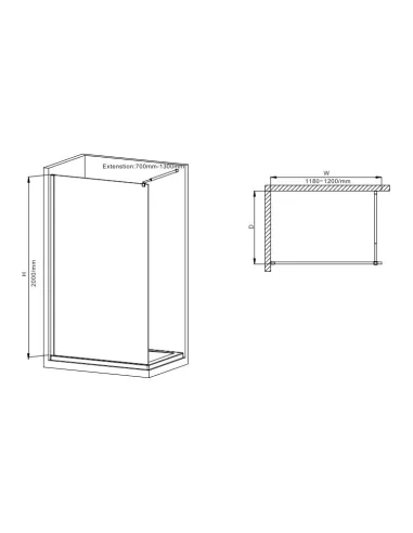 Душова перегородка Mixxus Premium FLAT SP02-120x200-TR Black Walk-In MI6857, 120x200 см
