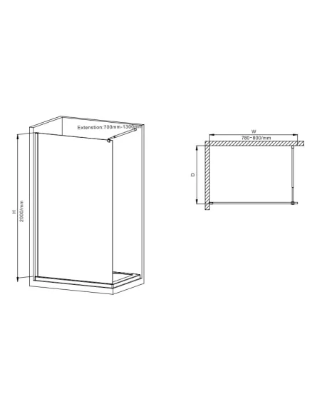 Душова перегородка Mixxus Premium FLAT SP02-80x200-TR Black Walk-In MI6854, 80x200 см