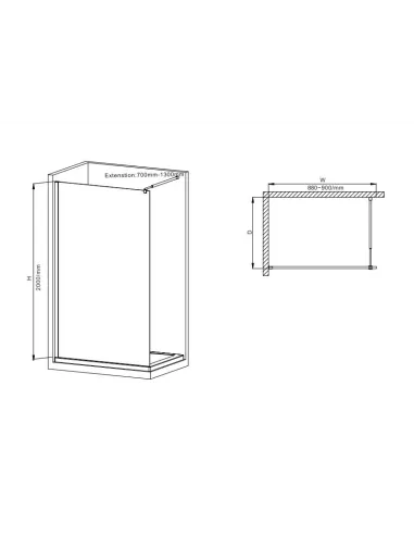 Душевая перегородка Mixxus Premium FLAT SP02-90x200-TR Black Walk-In MI6855, 90x200 см