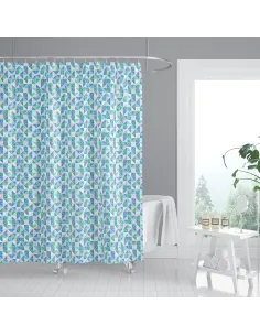 Шторка для ванной Zerix SCT-008-180x200 ZX4986, зелено-синяя, 1800 х 2000 мм
