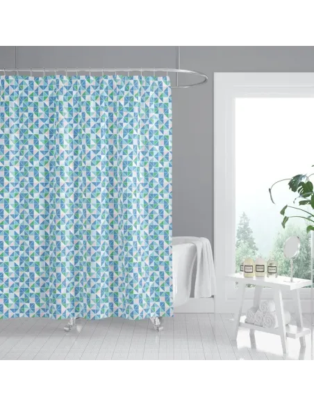 Шторка для ванної кімнати Zerix SCT-008-180x200 ZX4986, зелено-синя, 1800 х 2000 мм Шторка для ванної кімнати Zerix SCT-008-180x200 ZX4986, зелено-синя, 1800 х 2000 мм