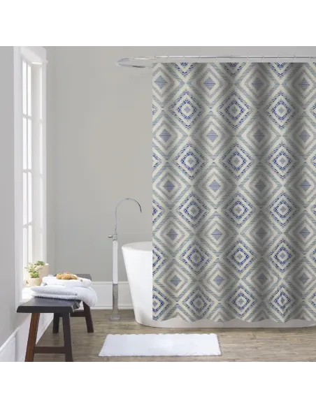 Шторка для ванної кімнати Zerix SCT-011-180x180 ZX4982, синьо-сіра, 1800 х 1800 мм