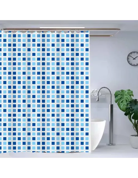 Шторка для ванної кімнати Zerix SCP-004-180x180 ZX5003, синьо-блакитна, з малюнком, 1800 х 1800 мм