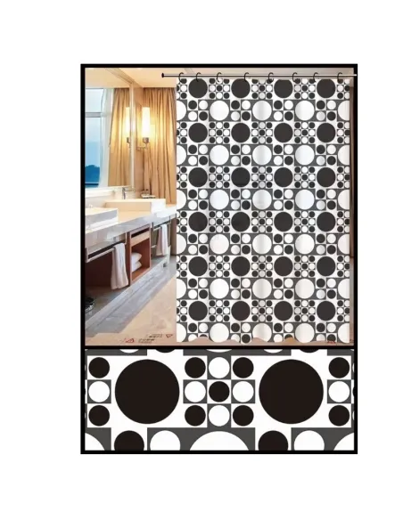 Шторка для ванної кімнати Zerix SCP-005-180x180 ZX5004, чорно-біла, 1800 х 1800 мм