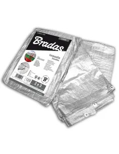 Тент от дождя и солнца Bradas Silver PL120 10х12 метра водонепроницаемый, серебристый, повышенной плотности