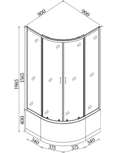 Душова кабіна з високим піддоном Bravo Warta H90GB, напівкругла