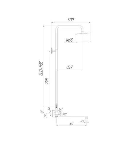 Душова система Globus Lux Dukat SD4-SH-208, з виливом