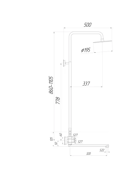 Душова система Globus Lux Dukat SD4-SH-208, з виливом