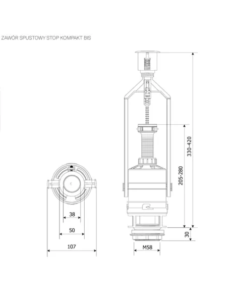 Запорная арматура на унитаз Kkpol ZSB/211 350/ZSB/211-00-T0 однокнопочный