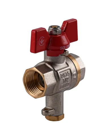 Кран шаровой прямой Solomon V1242 S 1/2 дюйма, полнопроходной, с подключением термометра