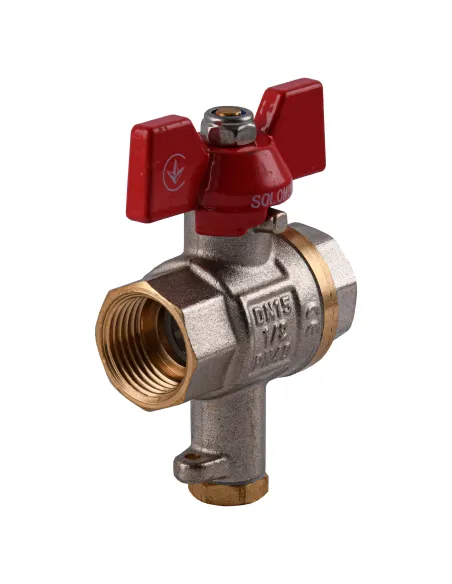 Кран шаровой прямой Solomon V1242 S 1/2 дюйма, полнопроходной, с подключением термометра