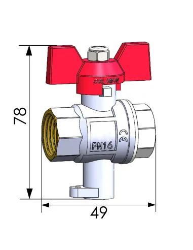 Кран шаровой прямой Solomon V1242 S 1/2 дюйма, полнопроходной, с подключением термометра