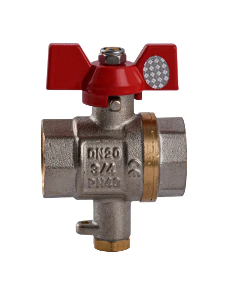 Кран шаровой прямой Solomon V1242 S 3/4 дюйма, полнопроходной, с подключением термометра