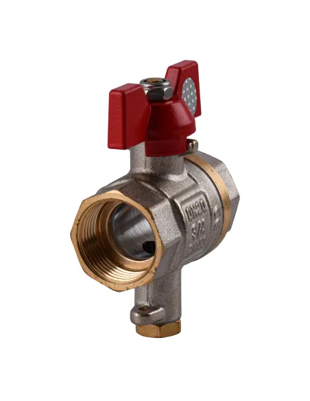 Кран шаровой прямой Solomon V1242 S 3/4 дюйма, полнопроходной, с подключением термометра