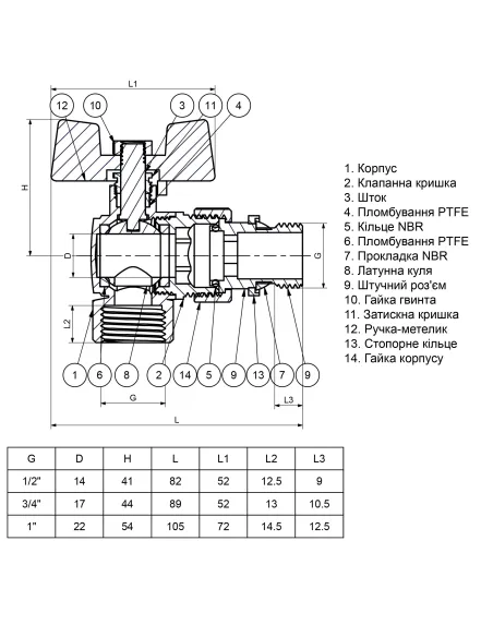 Кран кульовий кутовий з американкою Quality Professional QP004 PN40 1 дюйм