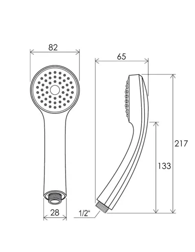 Лійка для ручного душу Globus Lux SH-2280-BB, 217x82 мм, 1 режим, чорна
