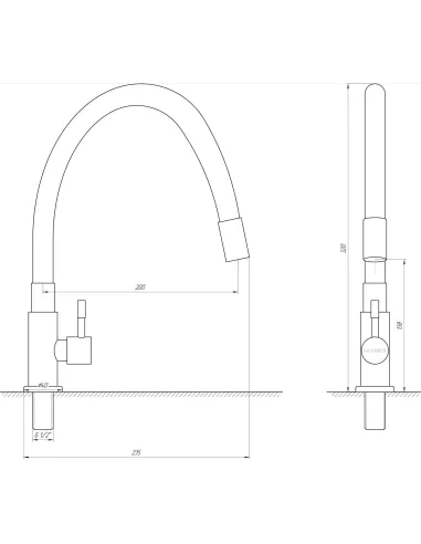 Монокран для умивальника Globus Lux Alpen SUS-004SN, нержавіюча сталь.