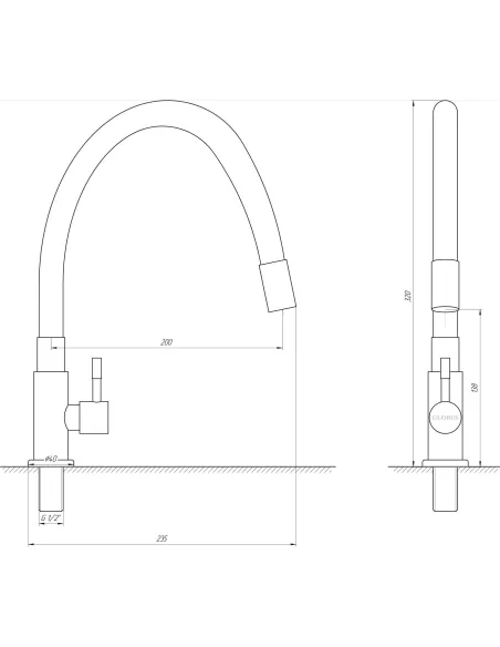 Монокран для умивальника Globus Lux Alpen SUS-004SN, нержавіюча сталь.