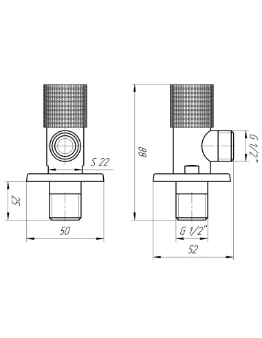 Приладовий кран кутовий Solomon Exclusive 9889 WW 1/2 х 1/2 дюйми