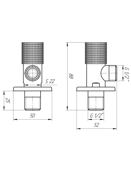 Приборный кран угловой Solomon Exclusive 9889 WW 1/2 х 1/2 дюйма