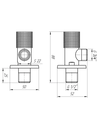 Приладовий кран кутовий Solomon Exclusive 989 WW 1/2 х 3/4 дюйми