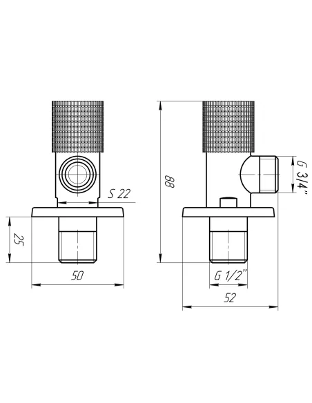 Приборный кран угловой Solomon Exclusive 989 WW 1/2 х 3/4 дюйма