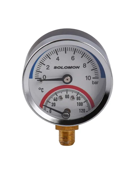 Термоманометр Solomon V1244 S М10х1 10 Бар, нижнее подключение
