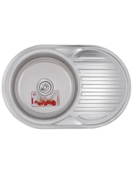 Мийка для кухні кругла Zerix Z7750-06-180MD Micro Decor 770x500x180 мм з нержавіючої сталі