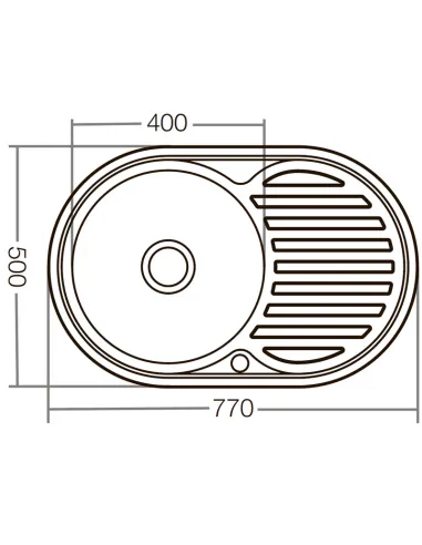 Мийка для кухні кругла Zerix Z7750-08-180D Decor ZX1597 770x500x180 мм з нержавіючої сталі