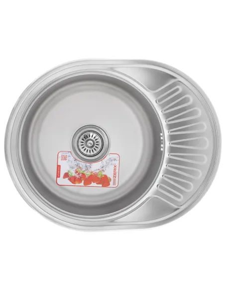 Мийка для кухні кругла Zerix Z5745-06-160E Satin 570x450x160 мм з нержавіючої сталі