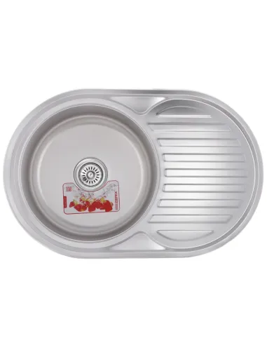 Мойка для кухни круглая Zerix Z7750-06-180D Decor 770x500x180 мм из нержавеющей стали