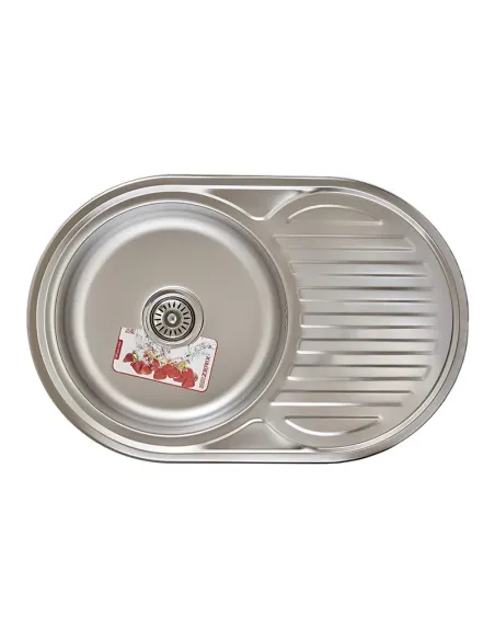 Мойка для кухни круглая Zerix Z7750-08-180E Satin 770x500x180 мм из нержавеющей стали Мойка для кухни круглая Zerix Z7750-08-180E Satin 770x500x180 мм из нержавеющей стали