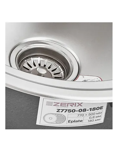 Мийка для кухні кругла Zerix Z7750-08-180E Satin 770x500x180 мм з нержавіючої сталі