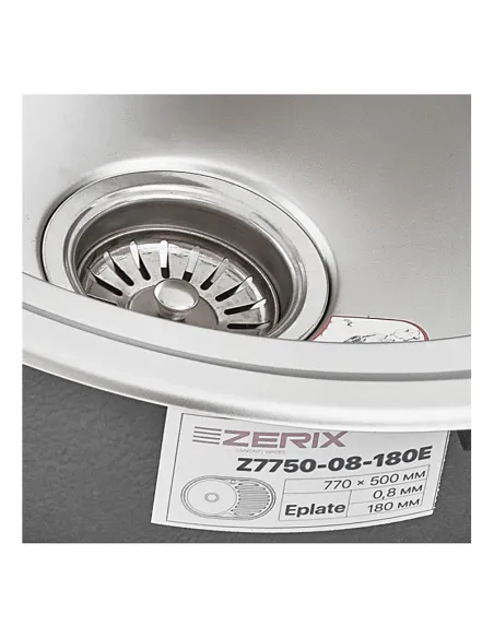 Мийка для кухні кругла Zerix Z7750-08-180E Satin 770x500x180 мм з нержавіючої сталі