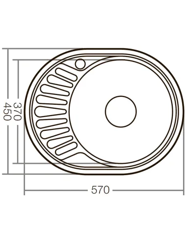 Мойка для кухни круглая Zerix Z5745-06-160D Decor 570x450x160 мм из нержавеющей стали