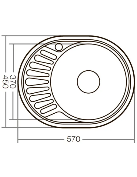 Мийка для кухні кругла Zerix Z5745-06-160D Decor 570x450x160 мм з нержавіючої сталі