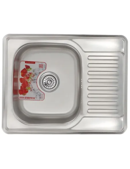 Мийка прямокутна для кухні Zerix Z6350-08-180E Satin 630x500x180 мм з нержавіючої сталі