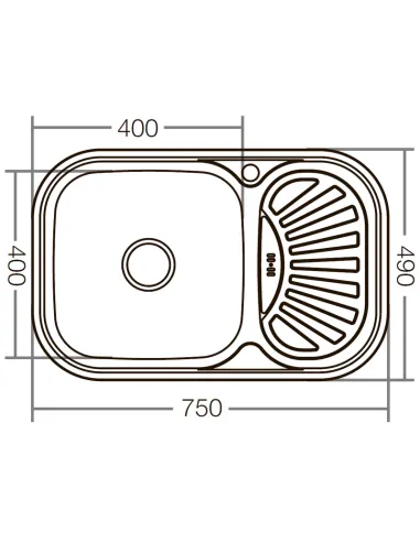 Мийка для кухні прямокутна Zerix Z7549-08-180MD Micro Decor 750x490x180 мм з нержавіючої сталі
