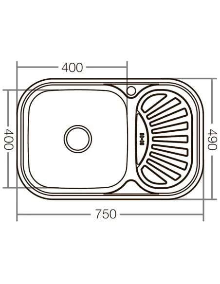 Мийка для кухні прямокутна Zerix Z7549-08-180MD Micro Decor 750x490x180 мм з нержавіючої сталі