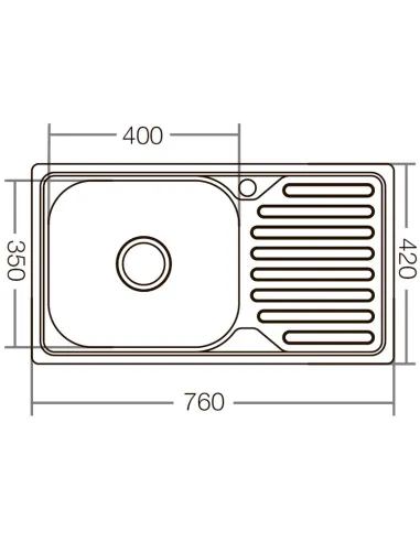 Мойка для кухни прямоугольная Zerix Z7642-08-180E Satin 760x420x180 мм из нержавеющей стали