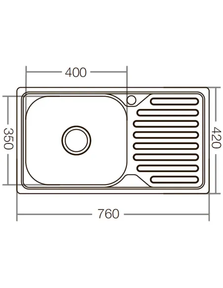 Мойка для кухни прямоугольная Zerix Z7642-08-180E Satin 760x420x180 мм из нержавеющей стали