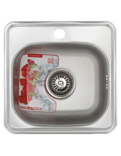 Мойка для кухни квадратная Zerix Z3838-06-160E Satin 380х380х160 мм из нержавеющей стали