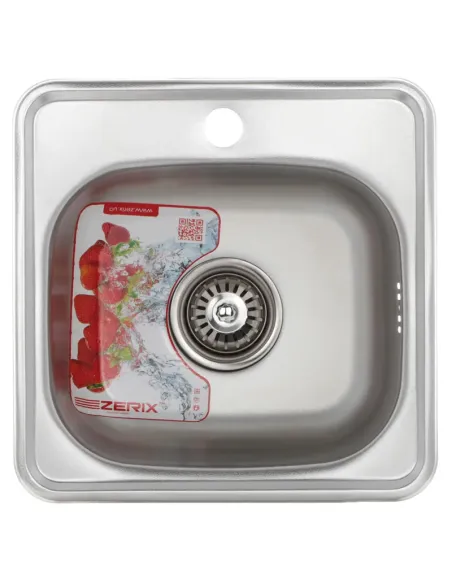 Мийка для кухні квадратна Zerix Z3838-06-160E Satin 380х380х160 мм з нержавіючої сталі