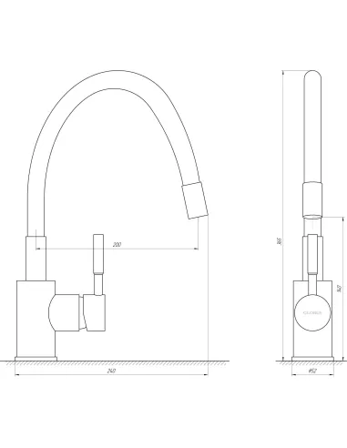 Смеситель для кухни с гибким изливом Globus Lux Lazer GLLR-0203S-BG15 бежевый