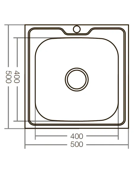 Мойка для кухни квадратная Zerix Z5050-04-160E Satin 500x500x160 мм из нержавеющей стали