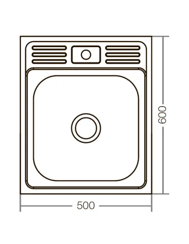 Мойка для кухни квадратная Zerix Z5060-06-160E Satin 500x600x160 мм из нержавеющей стали