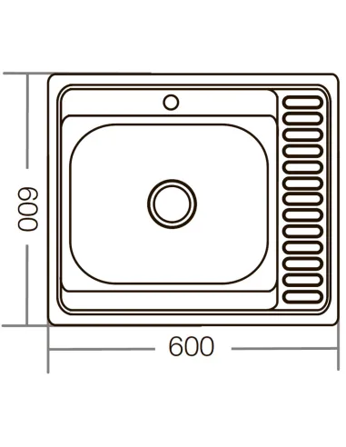 Мойка для кухни квадратная Zerix Z6060L-04-160E Satin 600x600x160 мм из нержавеющей стали