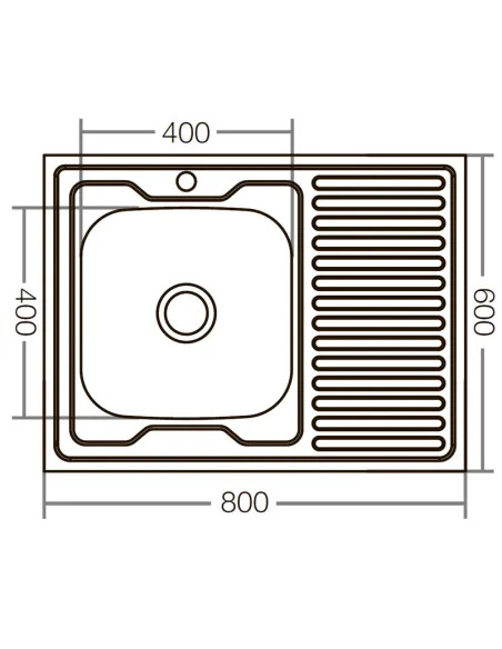 Мойка для кухни прямоугольная Zerix Z8060L-06-160E Satin 800x600x160 мм из нержавеющей стали